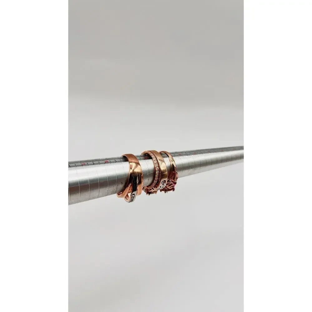 lot of 4 sterling rings Rose Gold Rolled Marked 925 With Stones Size 7-8-8-9